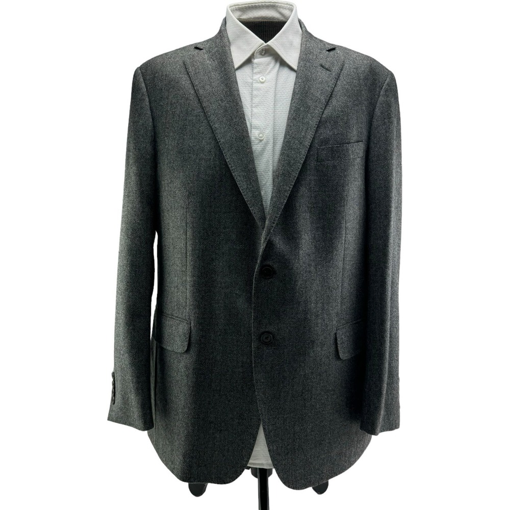 Hardwick Gray & Black Wool 2 Button/Vent Blazer‎ Made in USA Mens Size 46L